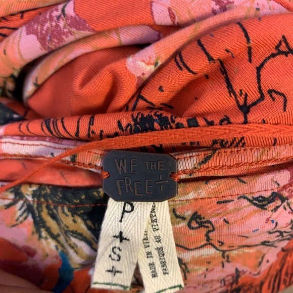 *NWT Free People Orange Bell Sleeve Floral Print Blouse Small - Picture 5 of 6
